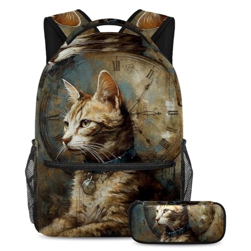 Sacs d'école pour garçons et filles adolescents motif chien vintage lot de 2 pièces
