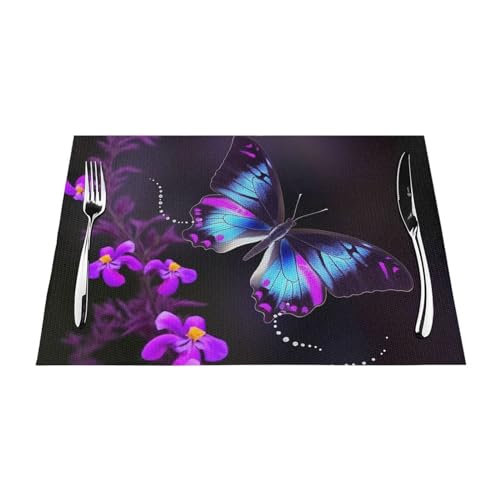Set de table antidérapant et résistant à la chaleur papillon violet - 2