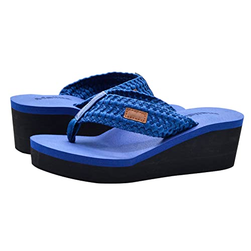 Image of MALIDA Womens Wedge Arch Support Flip Flops Cushion Soft Rubber Midsole Platform Thong Sandals with Rubber Sole