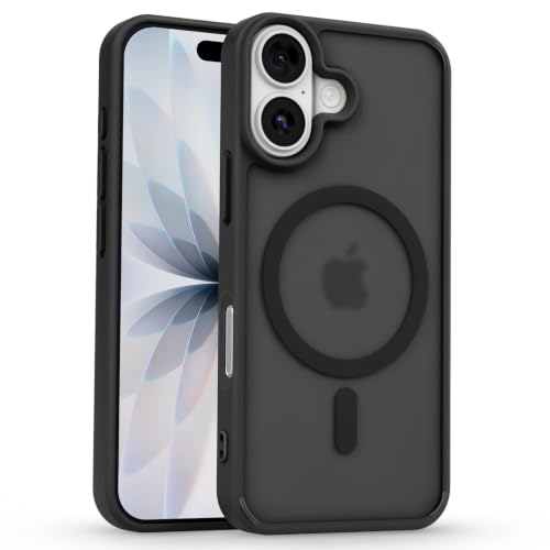 Image of Pikkme Back Cover for iPhone 16 | Mag-Safe Compatible | Smoke Frosted Transparent Matte Finish | Hard PC + Soft TPU | Shockproof | Raised Camera Protection Bumper Case (Black Smoke Mag-Safe)