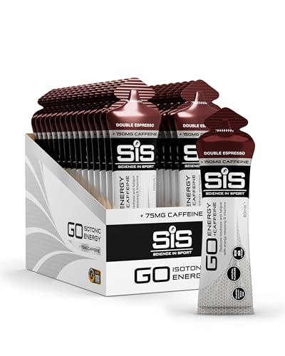 Science in Sport GO Energy + Caffeine Energy Gel for Elite Athletes - 22g Carbohydrates & 75mg Caffeine - Isotonic Formula - Sports Nutrition - Double Espresso Flavor - 30 Count