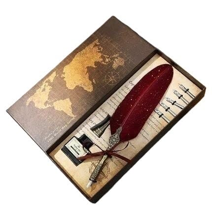 HIFRQVVC antigua pluma de la pluma de inmersión, Juego de pluma de caligrafía, pluma de inmersión, juego de pluma y tinta