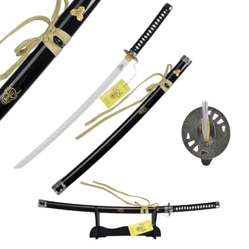 57 SPECIAL REPLICAS Espada Katana, Katana Decorativa de Bambú Inspirado Kill Bill, Incluye soporte de exhibición, Hecha a mano con materiales, Elegante acento japonés para tu hogar