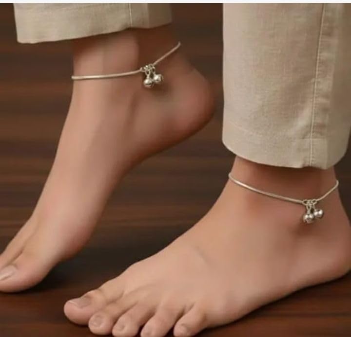 Image of Antitarnish Gota chandii Traditional Indian Anklet Payal for Women and Girls, Plain Design