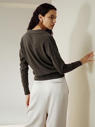 LilySilk 100% Cashmere Sweater for Women Polo Shirt Style Pullover V Neck Lightweight Soft Long Sleeve Knit Tops3