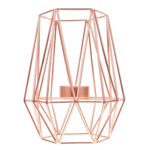 Lioobo Candelabro Oro Rosa Hierro Patrón Hueco Diseño