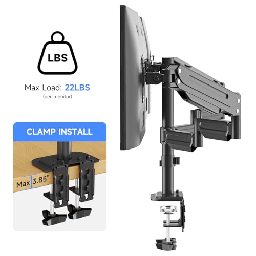 Image of suptek Triple Monitor Mount for Most 17 to 32 inch Screens,Gas Springs Adjustment Triple Monitor Desk Mount Stand with Clamp & Grommet Kit,Black(MD8003)