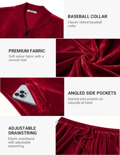 COOFANDY 80s Velour Tracksuit Men 2 Piece Set Sweatsuits Men Warm Up Suits - image 4