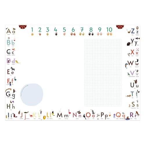 Close Up ABC Kinder Schreibtischunterlage Papier | DinA2, 25 Blatt, 90g/qm | Kariertes Feld (7x7mm) | Alphabet mit Hilfslinien zum Lernen und Üben | Zum Malen, Kritzeln, Zeichnen | PEFC Zertifikat