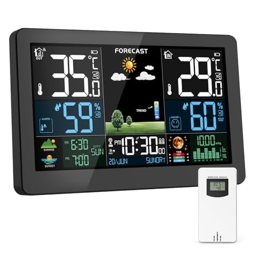 Weather Station Wireless Indoor Outdoor, Thermometer Wireless with Remote Sensor, Home Weather Station, Color Display Digital Weather Forecast, Humidity, Atomic Clock, Air Pressure for Home