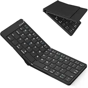 EXOMOON Foldable Bluetooth Folding Keyboard No-Gaps with Magnetic Lock, Whisper-Quiet Typing and Assisted Opening Hinge, Easy-Switch up to 3 Devices [BT5.1 * 3] Black