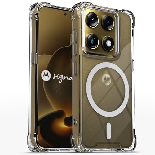 Image of Pikkme Back Cover for Motorola Moto Signature 5G Mag-Safe Shockproof PC + TPU Protective Case Magnetic Support Bumper Case (Transparent Mag-Safe)
