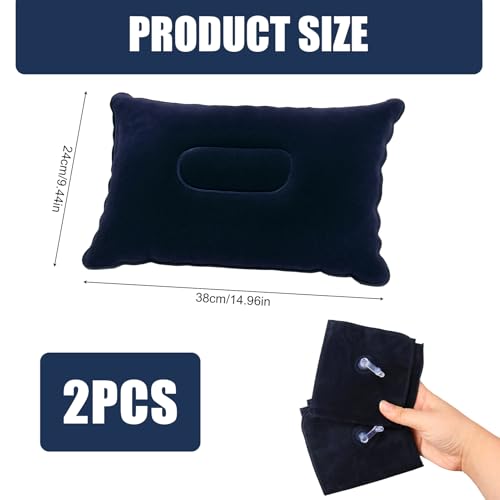 2 PCS Oreillers Gonflables Ultra Légers et Imperméables, (38X24CM), Coussin Gonflable Plage et Camping Accessoires, Coussin de Plage Gonflable Compact pour Voyage, Randonnée, Plein Air, Pêche – Image 3