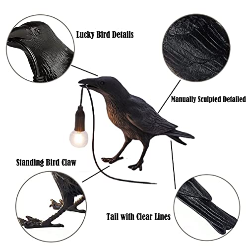 image for JSKEI Resin Lucky Bird Crow Wall Lamp Table Lamp Night Light Bedroom B