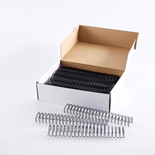 BNC Double Loop Wire Binding Rings Letter Size 3:1 Loops 32 Holes Black Color Pack of 100 (5/16 Inches)