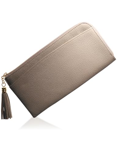 BLUE SINCERE ブルーシンシア 本革 長財布 レディース RFID スキミング防止 L字ファスナー タッセル付き 財布 お札入れ 小銭入れ付き / SW3 (グレージュ)