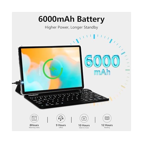 kinstone Tablet PC Tablet 10,1 inch Android 12,Tablet Computer 2 in 1 Octa Core MTK 8183,6GB RAM,128GB ROM,HD Display 1280x800,PC Tablet mit Tastatur,Maus,Tablet Stift,Schutzhülle,2,4G+5G WiFi,BT5,0 – Bild 6