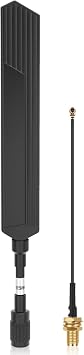Waterproof Meshtastic 915MHz LoRa Antenna 10dBi Gain Long Range | Outdoor Antenna 20cm Omni SMA Male for ESP32 LoRa V3 Development Board 915MHz Antenna with 10cm Extension Cable Black