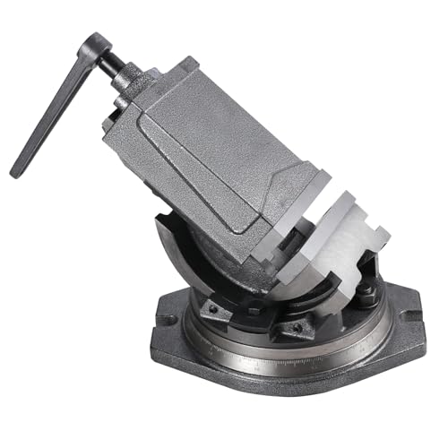 Morsa di fresatura di precisione con una larghezza di ganasce di 5 pollici (125 mm). Apertura ganasce: 3,74 pollici (95 mm).Altezza della morsa inclinabile e orientabile: 6,5 pollici (165 mm). Altezza ganasce: 46 mm.