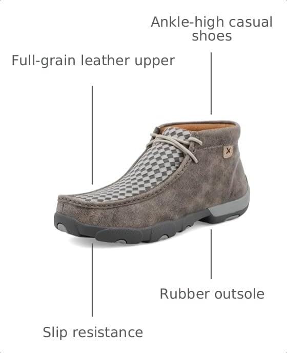 Image of Twisted X Men's Chukka Driving Moc, Moc Toe, Woven Grey & Grey, 11.5 M