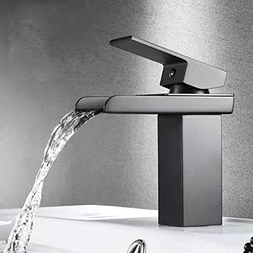 Robinet cascade noir pour lavabo de salle de bain moderne