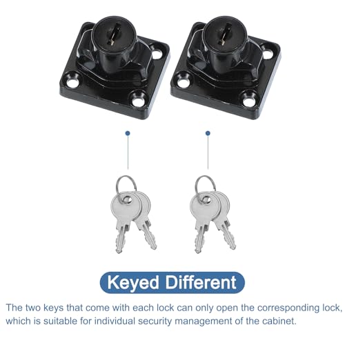 Image of MECCANIXITY Twist Knob Keyed Hasp Locks Safety Packlock Clasp Hasp Latches with Keys & Screws 2.5 Inch for Window Barn Drawer Cabinet Garage Small Doors (Pack of 2, Black)