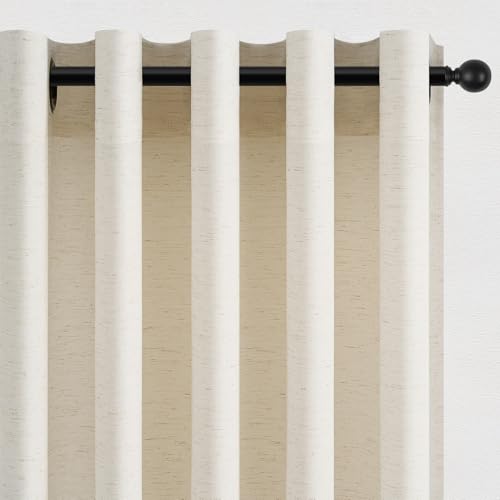 Topfinel Rideau Voilage Naturel Lin Coton 140x240cm Beige Rideaux Voilages Fenetre Décoration Salon Chambre Adult Curtains for Living Room Rideau Semi Occultant...