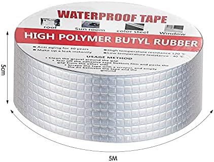 Winfred Butyl Seal Putty Tape Aluminum Coating Flashing Permanent Waterproof Leak Repair Tape for Boat Pipe RV Awning Roof Gutter Hole Window Patch and Sealing