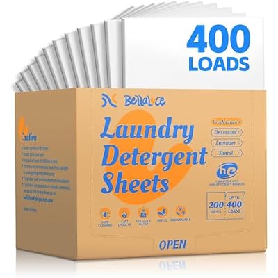 BellaLuce Laundry Detergent Sheets - Laundry Sheets, 400 Loads, Eco-Friendly, Plastic-Free, Fresh Linen Scent, Space Saving, Fast Dissolve & Hypoallergenic
