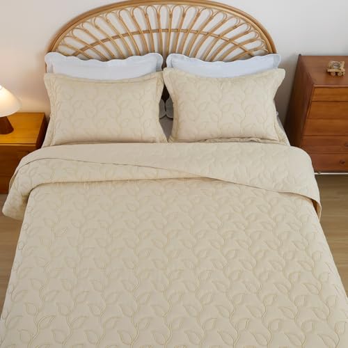 Image of EVENHUG Quilt Queen Size Bedding Set with Pillow Sham Lightweight Bedspreads Coverlet Soft Reversible Bed Cover for All Season 3 Piece