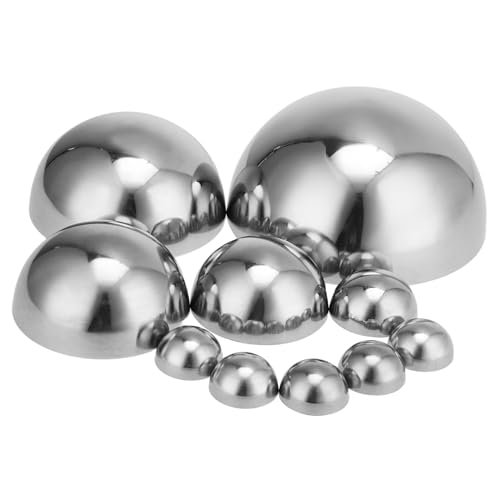 Totority 10pcs Half Mirror Balls Stainless Steel Decorative Balls Sphere Decor Reflective