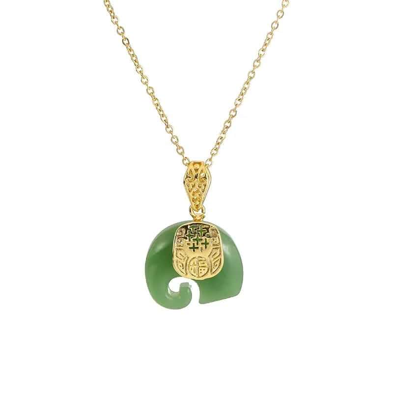 Jade Elephant Necklace: Elegant Layerable Jade Necklaces for Women Green Jade Necklace | Good luck Jade Jewelry | Jade Jewelry for Women | Elephant Necklaces for Women