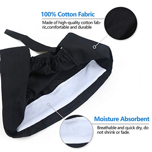 Image of QBA Adjustable Working Cap with Button, Cotton Working Hat Sweatband, Elastic Bandage Tie Back Hats for Women & Men, One Size