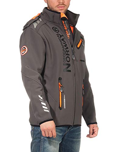 Geographical Norway Chaqueta softshell de los hombres en el exterior Rainman Turbo-Dry capucha - Gris oscuro, L
