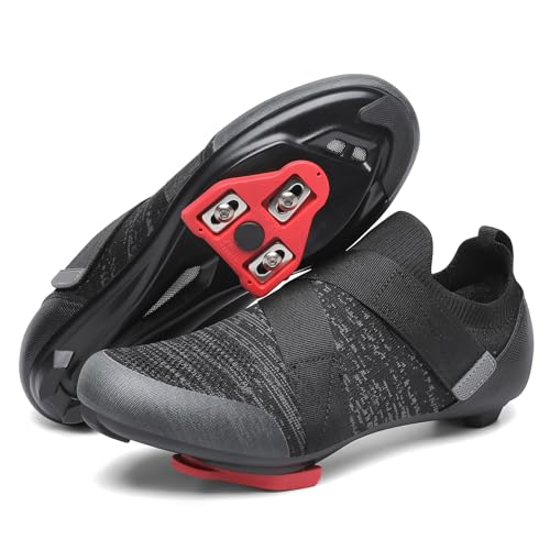 KESCOO Unisex Cycling Shoes Compatible with Peloton Bike Delta Cleats Included Indoor Outdoor Road Spin Bike Shoes for Men Women Black 43