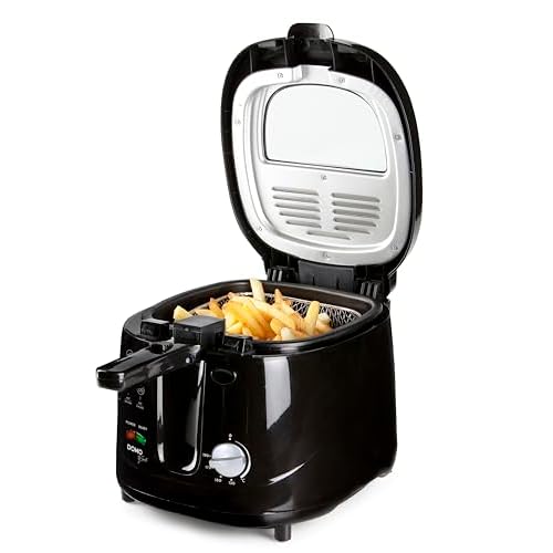 DOMO DO461FR Friteuse – 2,5 L – Voyant lumineux – Friteuse à huile avec ‘Cool touch’ – Thermostat réglable – 1800 W – Noir