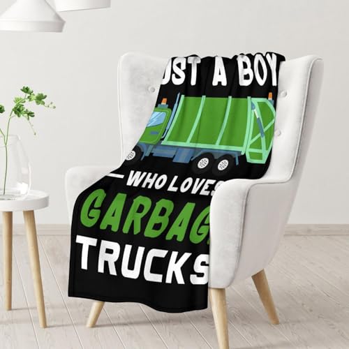 Mercuryelf Garbage Truck Blanket Gift - 60x80 Inches Funny Throw Blankets for Boys - Black Soft, Fuzzy & Warm Throws for Bed, Couch