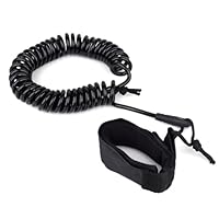 FLOWERUN Surf Leash 5mm für SUP, Fußschlaufe für Surfboard, Rutschfestes Neopren, Salzwasserbeständig, Surf Zubehör für Damen Herren Kinder (Schwarz)