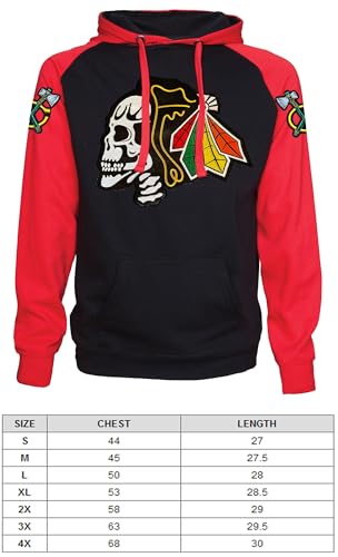 Fear The Feathers Color Block Chicago Hockey Hoodie Black/Red2