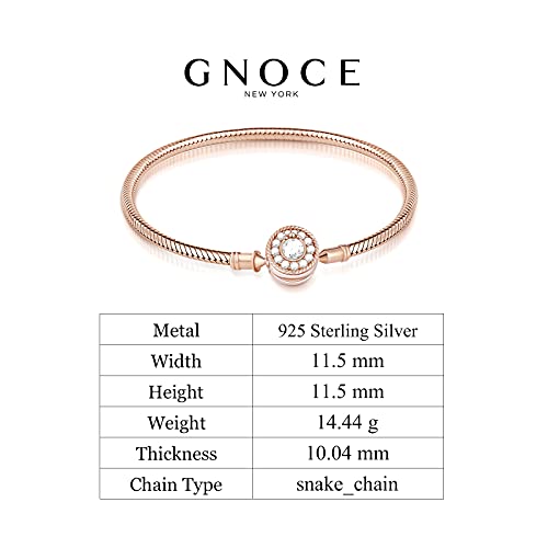 Image of GNOCE Charm Bracelet Sterling Silver 18k Rose Gold Plated DIY Snake Chain Love At First Sight Basic Charm Bracelet Logo Bangle with Clasp