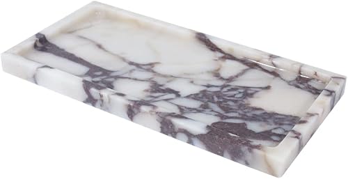 FutureStone - Bandeja para toallas de mano, 100 % natural, de lujo, diseño de mármol calaccata, viola, pequeño, organizador de toallas de mano,