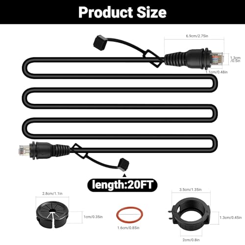Image of Jerbor 20FT Marine Network Cable Fit for Garmin, Replaces 010-10550-00
