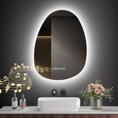 S'AFIELINA Specchio da bagno con illuminazione asimmetrica, 60x45cm Specchio da