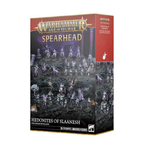 Warhammer Age of Sigmar Spearhead: Hedonites of Slaanesh Epicurean Revellers | 31 Plastic Daemon Miniatures | Thricefold Discord Fiends Seekers Daemonettes | Unpainted Army Set