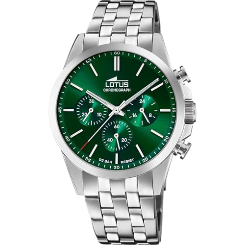 LOTUS Reloj Hombre Analógico de Acero Inoxidable 316l Plateado