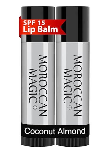 Image of Moroccan Magic Coconut Almond SPF 15 Lip Balm | Argan Oil & Essential Oils | Family Owned | Cruelty Free | 2 Pack