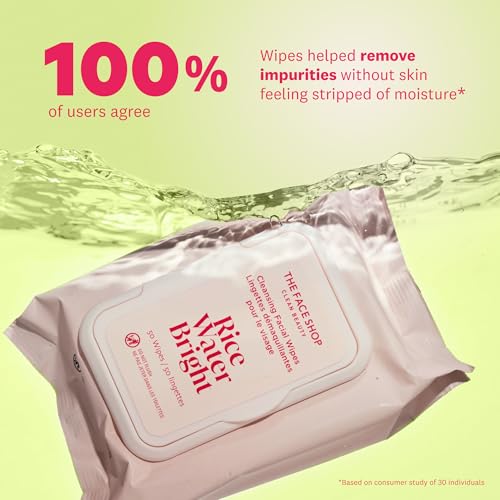 the face shop rice water bright makeup remover wipes for face with rice extract brightening moisturizing infused with cleansing milk vegan disposable cleansing facial wipes korean skin care
