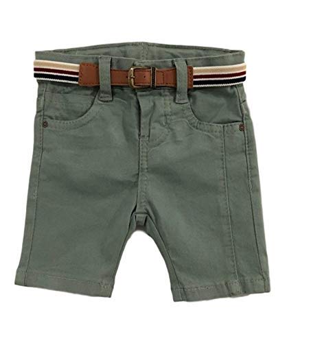 Bermuda Sarja Para Bebê Menino Com Cinto (VERDE, M)