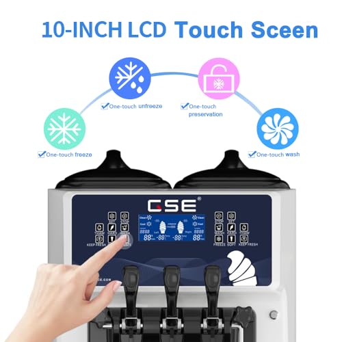 GSE Eismaschine Gastronomie 32L/Std. vorkühlend 2400W Speiseeisbereiter 12L Edelstahl Behälter Softeismaschine selbstkühlend Eiscreme Maschine mit Kompressor Eisbereiter für zuhause Eisdiele Gastro – Bild 5