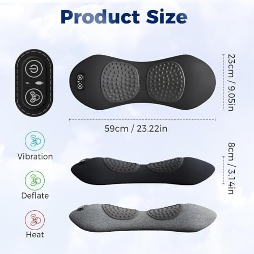 GDHMN 3-in-1 Electric Back Massager Pillow with Heat & Vibration – Gentle Heat Spine Massage Pad, Adjustable Air Cushion Back Support for Office Chair, Bed & Home - image 3